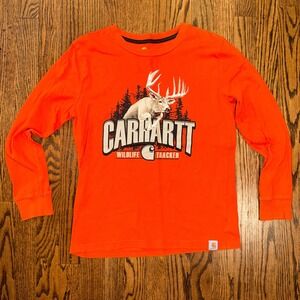 Carhartt Wildlife Tracker Long Sleeve Graphic Tee Size M 10/12 Hunter Orange